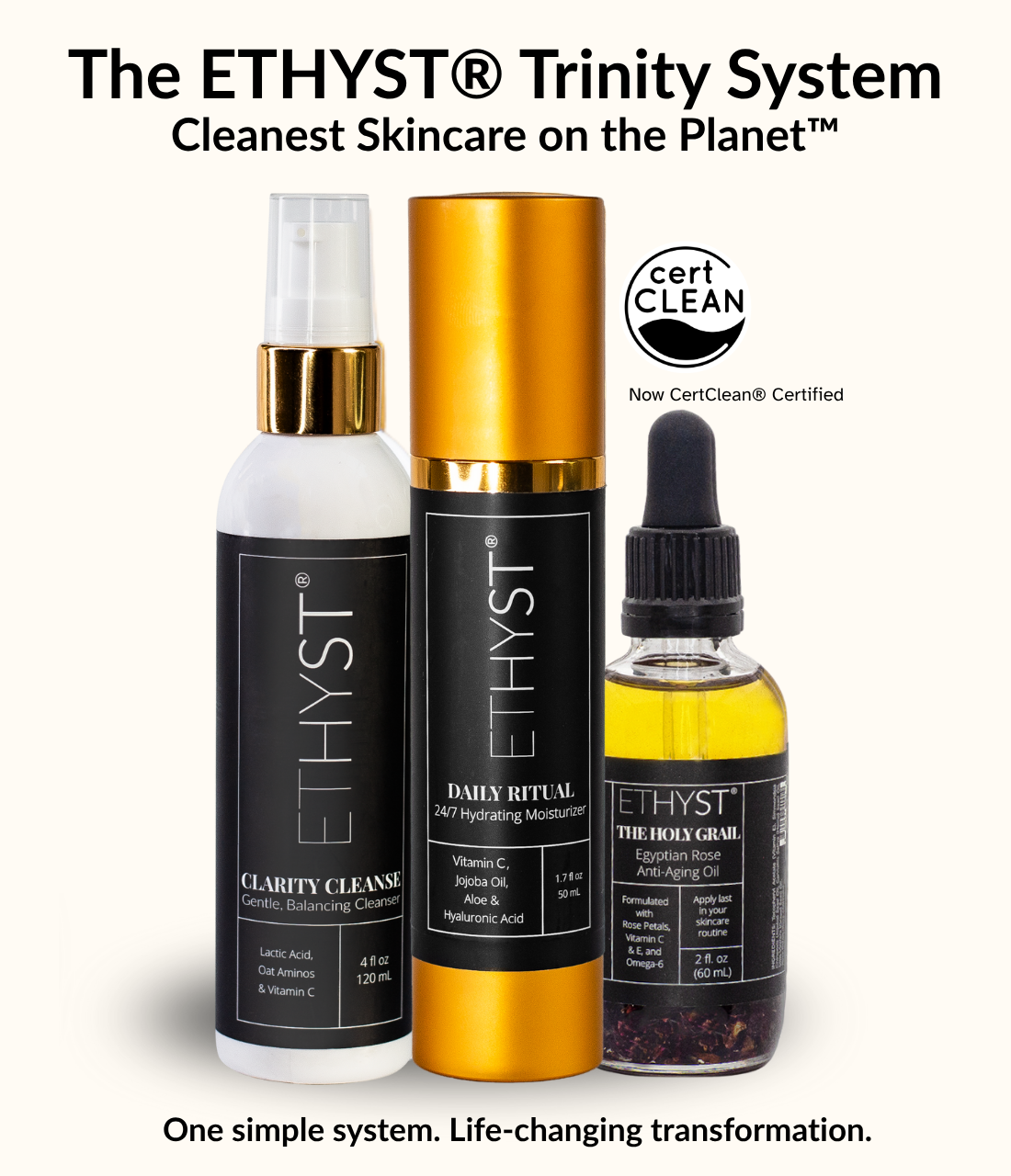 ETHYST - The Cleanest Skincare on the Planet Trinity System