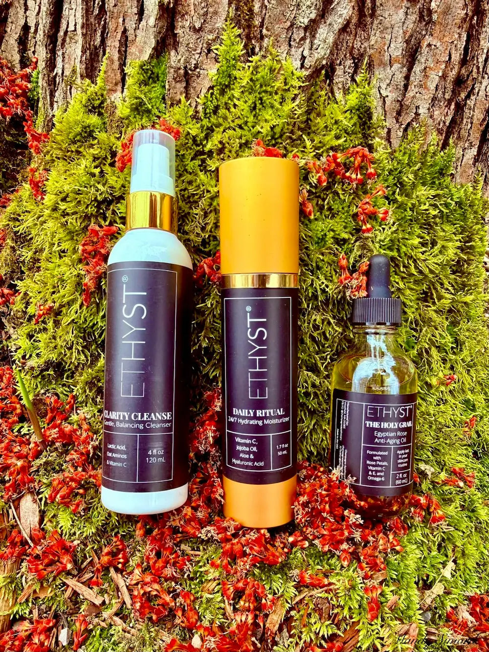 Biological Skincare System Red Flowers Moss Nature
